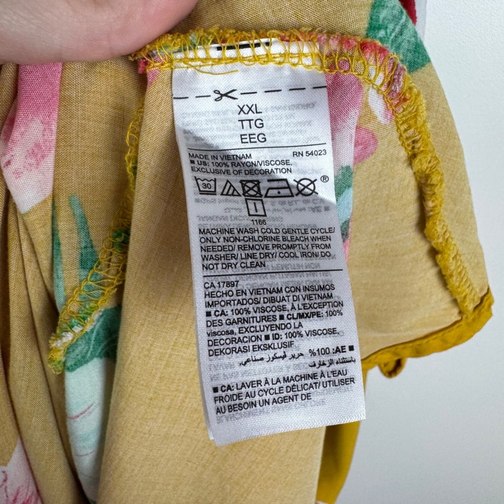 Old Navy Womens Floral Sundress Sz XXL Yellow Sleeveless Summer Tropical Beachy - Picture 8 of 12